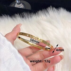 Gold Roman Numeral Bangle Bracelet